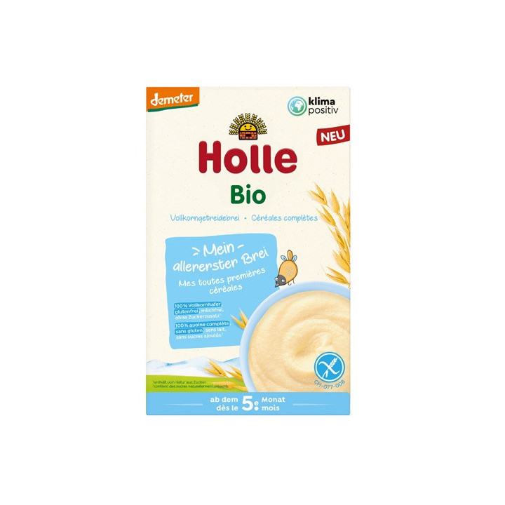 Kaszka Owsiana Pełnoziarnista bez Dodatku Cukrów Bezglutenowa od 5 Mie | HOLLE - Ekochatka