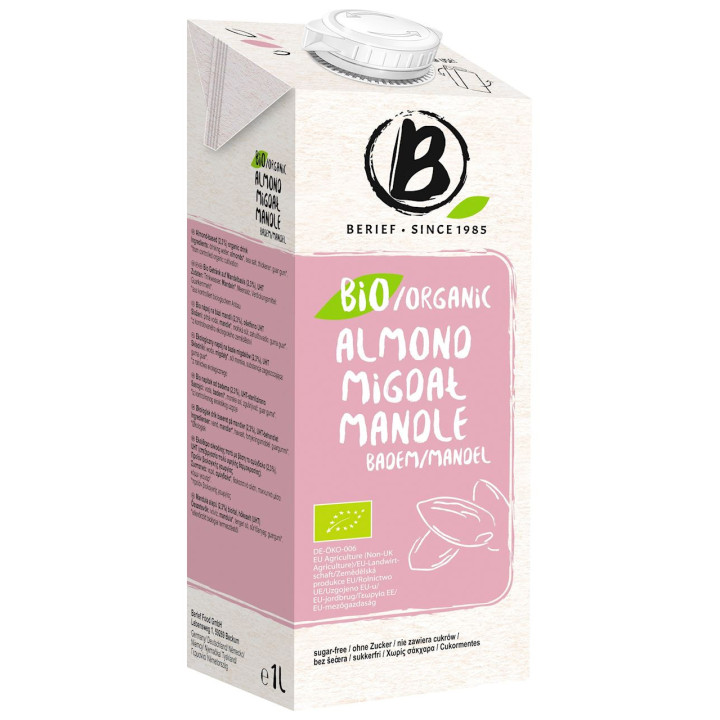 Napój Migdałowy bez Cukru Bezglutenowy BIO 1l | BERIEF - Ekochatka