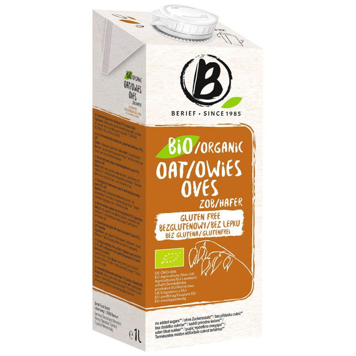 Napój Owsiany bez Dodatku Cukrów Bezglutenowy BIO 1l | BERIEF - Ekochatka