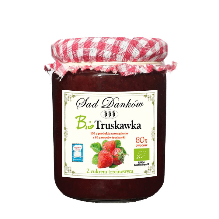 Truskawka 80 % z Cukrem Trzcinowym BIO 270g | SAD DANKÓW - Ekochatka
