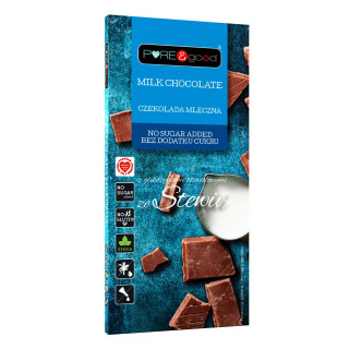Czekolada Mleczna ze Stewią bez Dodatku Cukrów Bezglutenowa 100g | PURE&GOOD - Ekochatka