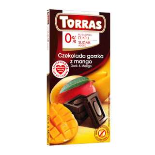 Czekolada Gorzka z Mango bez Dodatku Cukrów Bezglutenowa 75g | TORRAS - Ekochatka
