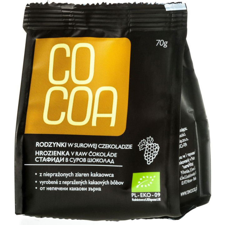 Rodzynki w Czekoladzie Surowej BIO 70g | COCOA - Ekochatka