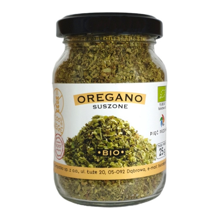 Oregano Suszone Bezglutenowe BIO 25g | PIĘĆ PRZEMIAN - Ekochatka