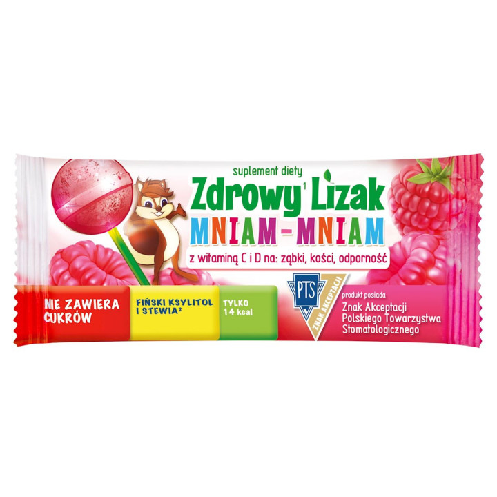 Lizak Kulka o Smaku Malinowym z Witaminą D i C bez Cukru Bezglutenowy  | ZDROWY LIZAK - Ekochatka