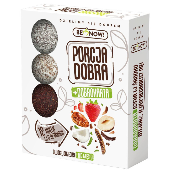 Kulki Owocowo Orzechowe bez Dodatku Cukrów (12x12g) 144g | PORCJA DOBRA - Ekochatka