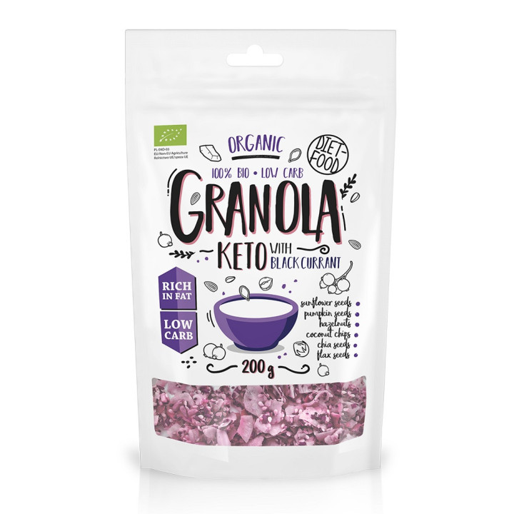 Granola Czarna Porzeczka Keto BIO 200g | DIET-FOOD - Ekochatka