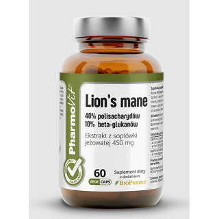 Grzyby Soplówka Jeżowata (Lion's Mane) Ekstrakt (450 mg) Bezglutenowy  | PHARMOVIT - Ekochatka
