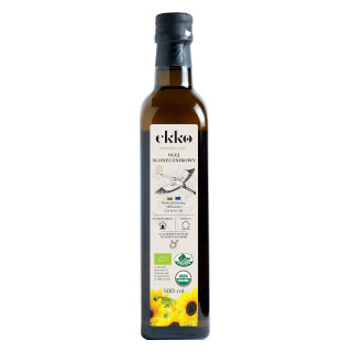 Olej Słonecznikowy do Gotowania i Smażenia Tłoczony na Zimno BIO 500ml | EKKO - Ekochatka