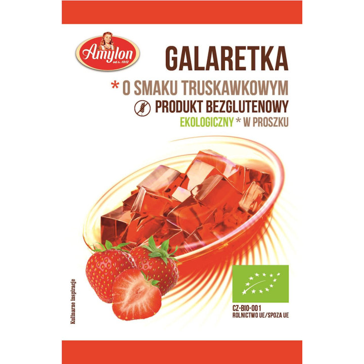 Galaretka z Agarem o Smaku Truskawkowym Bezglutenowa BIO 40g | AMYLON - Ekochatka