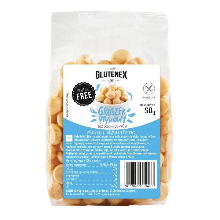 Groszek Ptysiowy bez Dodatku Cukrów Bezglutenowy 50g | GLUTENEX - Ekochatka