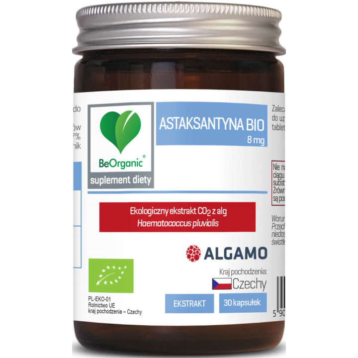 Astaksantyna Ekstrakt BIO (8 mg) 30 Kapsułek | BE ORGANIC - Ekochatka