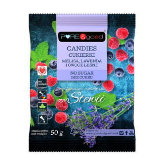 Cukierki z Melisą, Lawendą i Owocami Leśnymi ze Stewią bez Cukru 50g | PURE&GOOD - Ekochatka