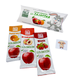Smakołyki od Zajączka (3 Owocowe Przekąski + Tatuaż) 48g | PORCJA DOBRA - Ekochatka