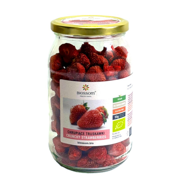 Maliny Liofilizowane Chrupiące Bezglutenowe BIO 55g | BIOSSOM - Ekochatka