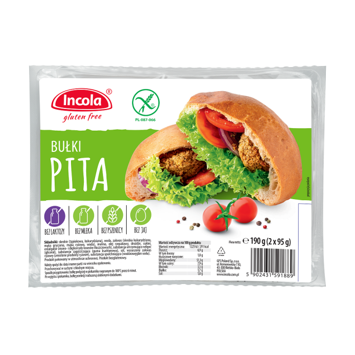 Bułki Pita Bezglutenowe (2szt.) 190g | INCOLA - Ekochatka