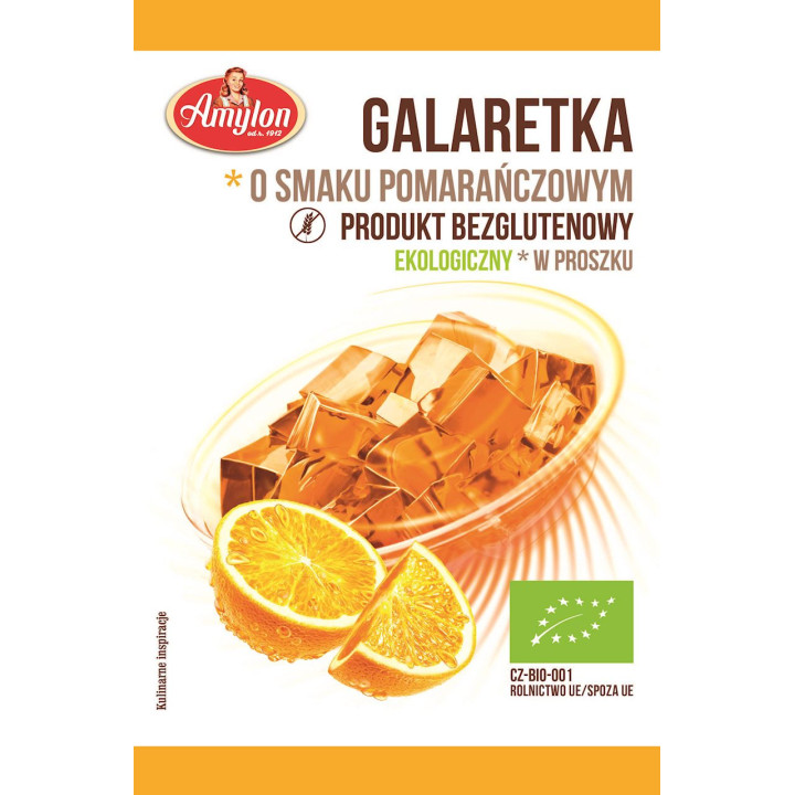 Galaretka z Agarem o Smaku Pomarańczowym Bezglutenowa BIO 40g | AMYLON - Ekochatka
