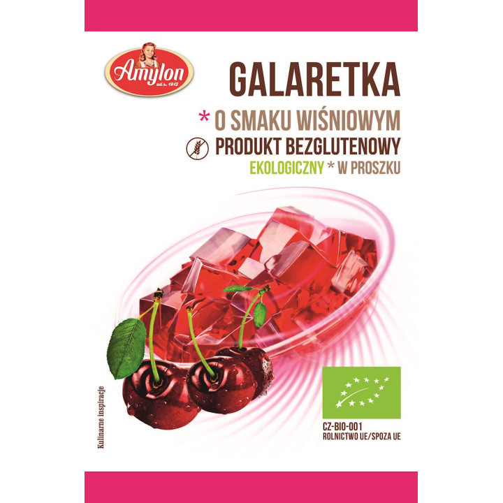 Galaretka z Agarem o Smaku Wiśniowym Bezglutenowa BIO 40g | AMYLON - Ekochatka
