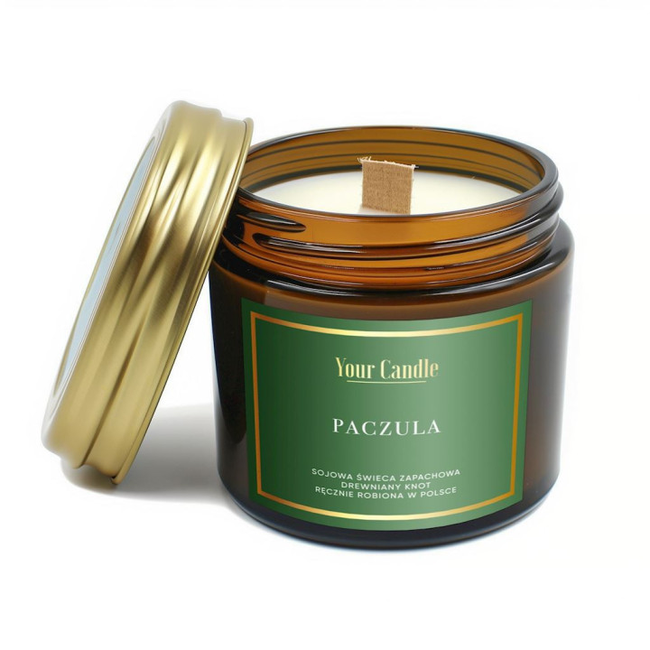 Świeca Sojowa Zapachowa z Drewnianym Knotem Paczula 120ml | YOUR CANDLE - Ekochatka