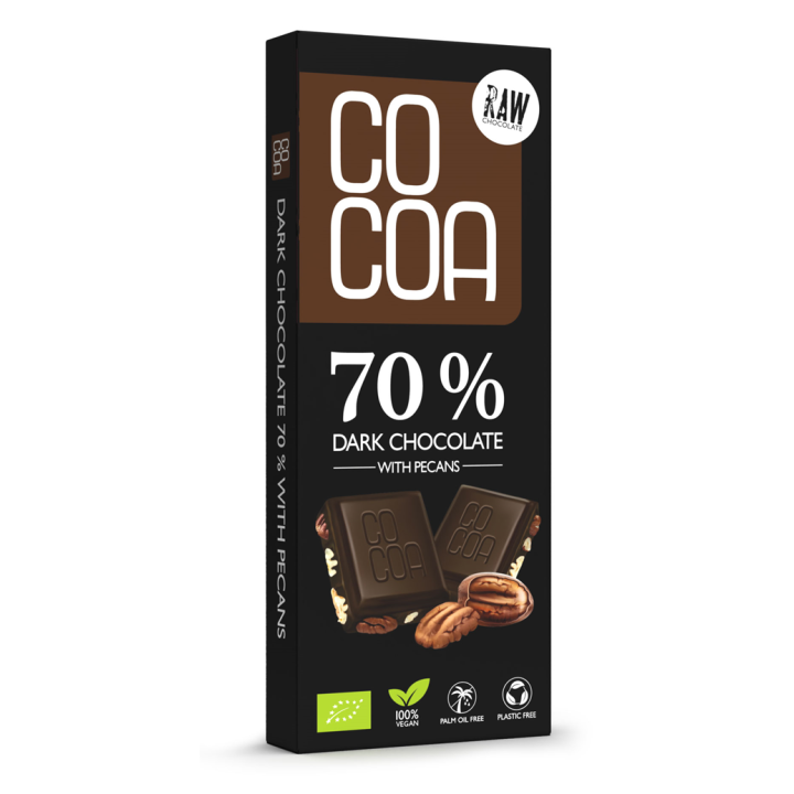 Czekolada Ciemna 70 % z Orzechami Pekan BIO 40g | COCOA - Ekochatka