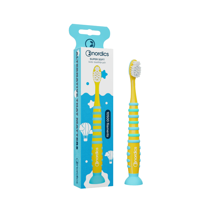 Szczoteczka do Zębów dla Dzieci 10500 Super Miękka Żółto Niebieska Rak | NORDICS - Ekochatka