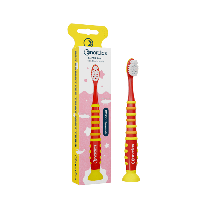 Szczoteczka do Zębów dla Dzieci 10500 Super Miękka Czerwono Żółta Raki | NORDICS - Ekochatka