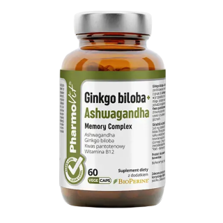 Ginkgo Biloba + Ashwagandha Memory Complex Bezglutenowe 60 Kapsułek | PHARMOVIT - Ekochatka