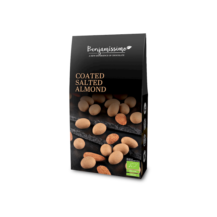 Migdały w Polewie Słony Karmel Bezglutenowe BIO 60g | BENJAMISSIMO - Ekochatka