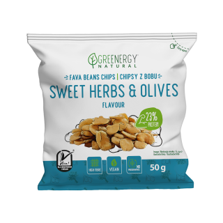 Bób Prażony o Smaku Słodkich Ziół i Oliwek 50g | GREENERGY - Ekochatka