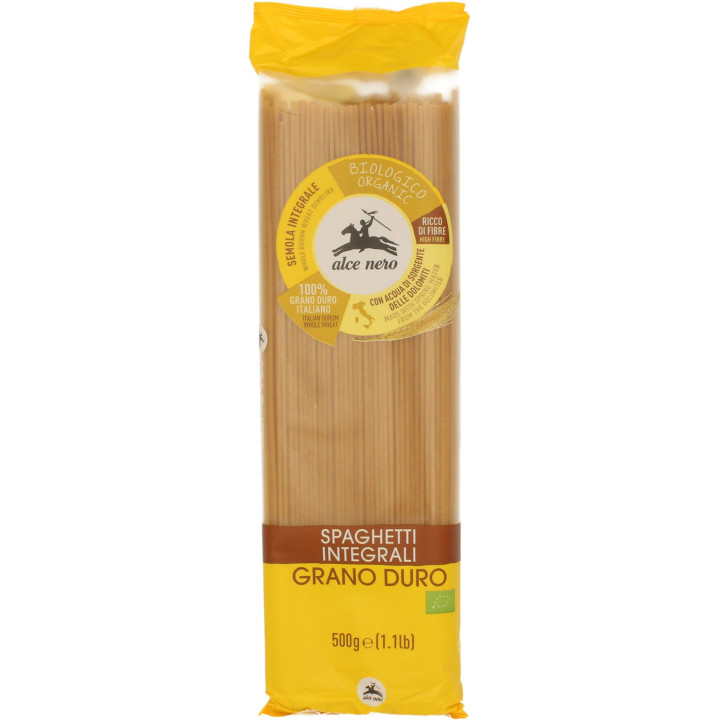Makaron (Semolinowy Razowy) Spaghetti BIO 500g | ALCE NERO - Ekochatka