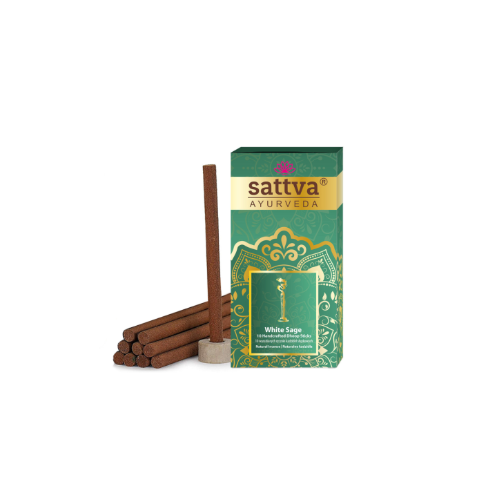Kadzidełka Indyjskie Słupkowe Biała Szałwia (10szt.) 20g | SATTVA - Ekochatka