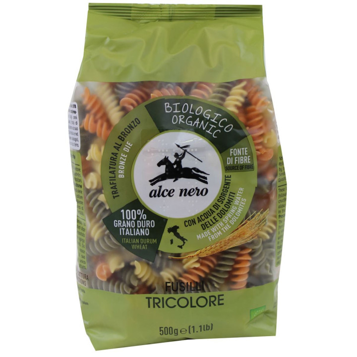 Makaron (Semolinowy Trójkolorowy) Świderki BIO 500g | ALCE NERO - Ekochatka