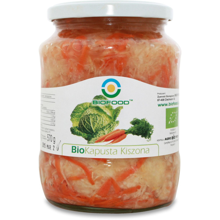 Kapusta Kiszona z Marchewką Bezglutenowa BIO 700g (500g) | BIOFOOD - Ekochatka