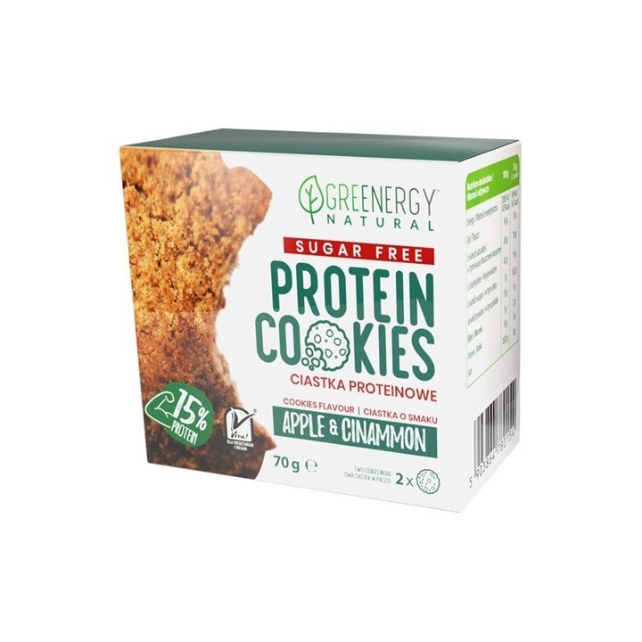 Ciastka Proteinowe Jabłko Cynamon bez Cukru (2x35g) 70g | GREENERGY - Ekochatka