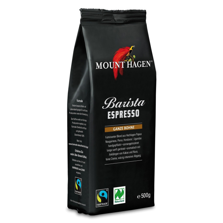 Kawa Ziarnista Arabica/robusta Barista Espresso Fair Trade BIO 500g | MOUNT HAGEN - Ekochatka