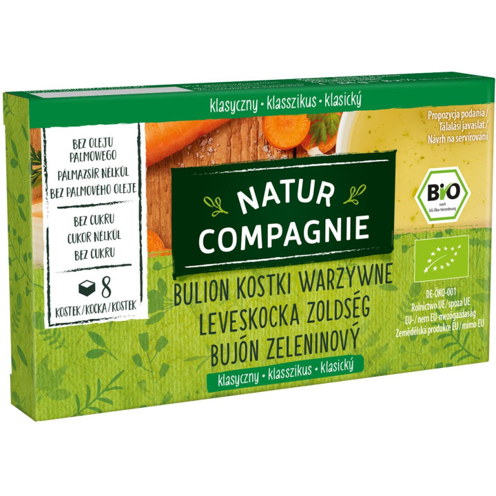 Bulion Kostki Warzywne bez Dodatku Cukrów BIO (8x10,5g) 84g | NATUR COMPAGNIE - Ekochatka