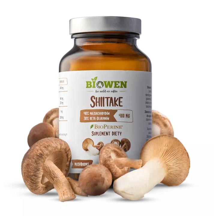 Grzyby Shiitake Ekstrakt (400 mg) Bezglutenowy 90 Kapsułek | BIOWEN - Ekochatka