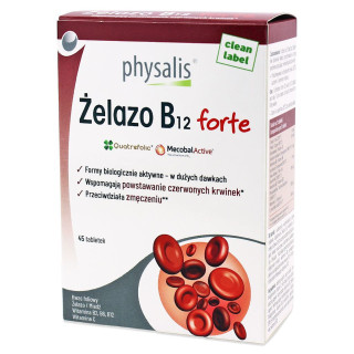 Żelazo + Witamina B12 Forte 45 Tabletek | PHYSALIS - Ekochatka