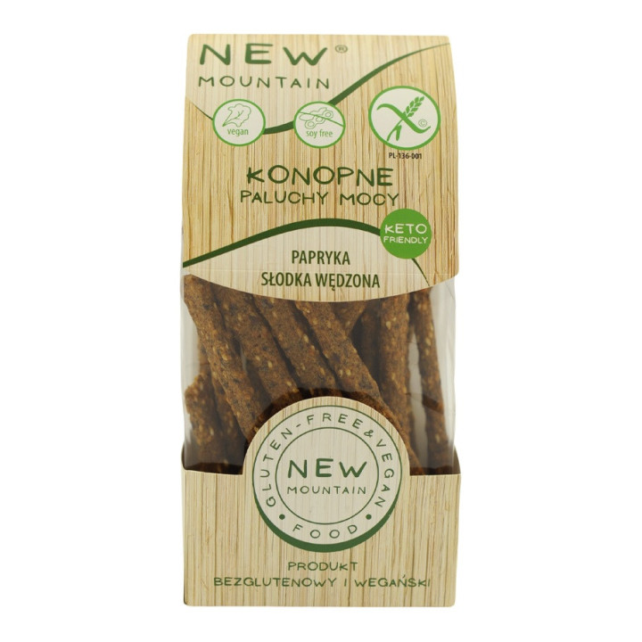 Paluchy Mocy Konopne z Papryką Słodką Wędzoną Bezglutenowe 200g | NEW MOUNTAIN - Ekochatka