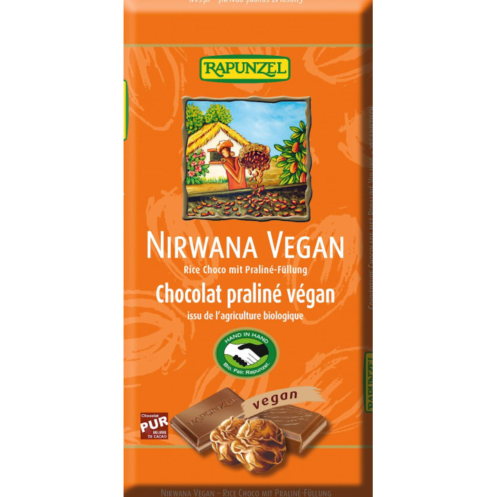 Czekolada Kuwertura z Nadzieniem Pralinowym Nirwana BIO 100g | RAPUNZEL - Ekochatka