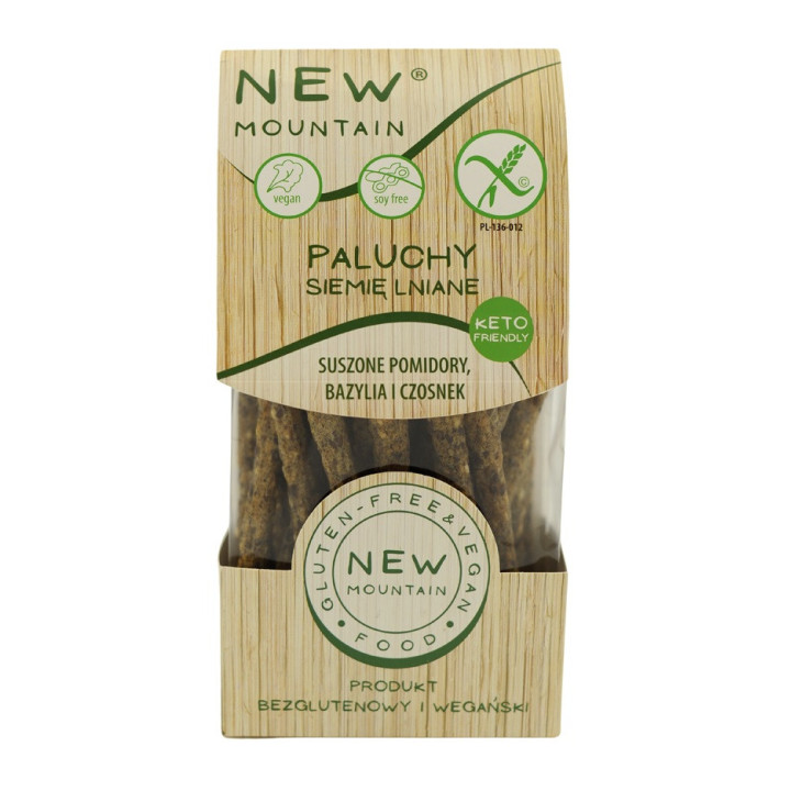 Paluchy z Siemieniem Lnianym, Pomidorami, Czosnkiem i Bazylią Bezglute | NEW MOUNTAIN - Ekochatka