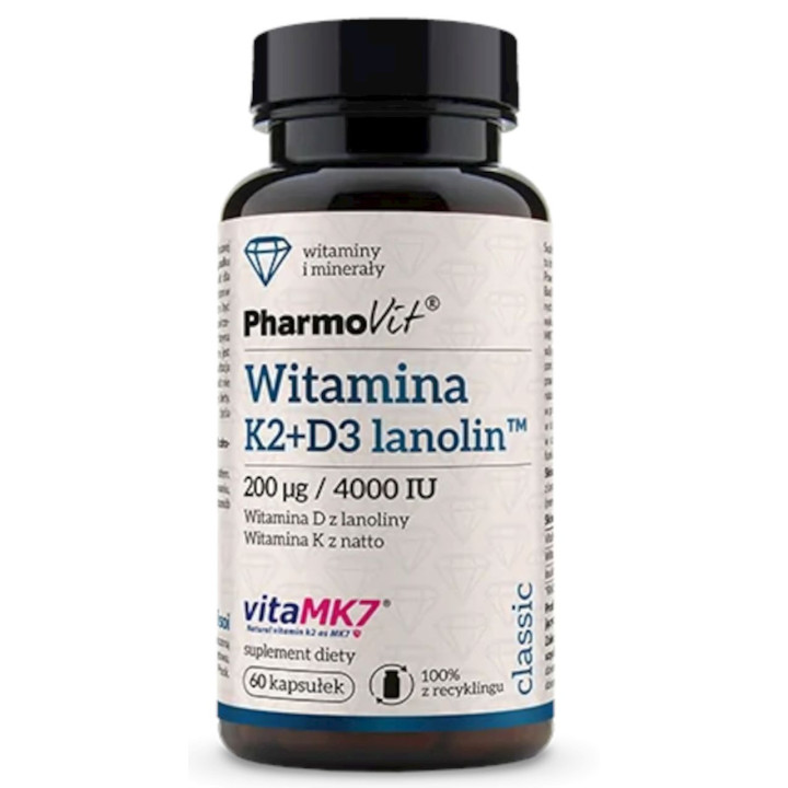 Witamina K2 + D3 Bezglutenowa 60 Kapsułek | PHARMOVIT - Ekochatka