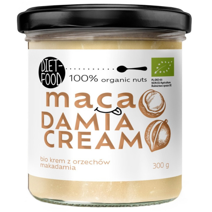 Krem z Orzechów Macadamia Prażonych 100 % BIO 300g | DIET-FOOD - Ekochatka
