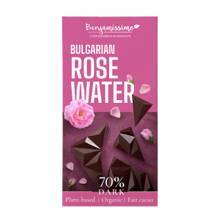 Czekolada Gorzka z Wodą Różaną Bezglutenowa BIO 60g | BENJAMISSIMO - Ekochatka