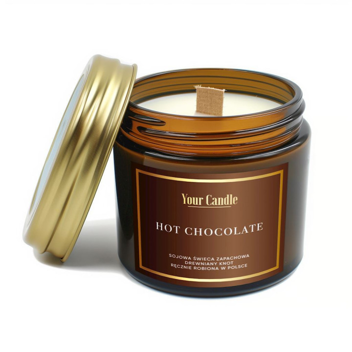 Świeca Sojowa Zapachowa z Drewnianym Knotem Hot Chocolate 120ml | YOUR CANDLE - Ekochatka