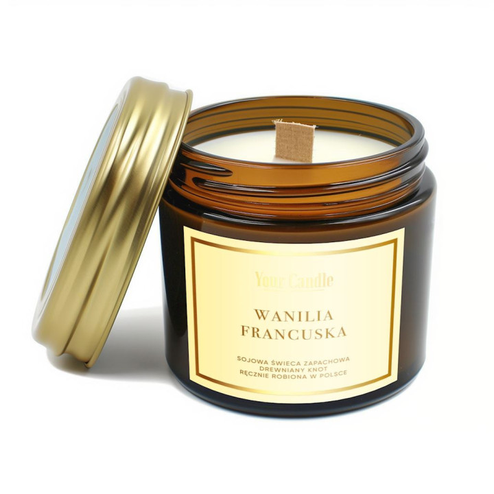 Świeca Sojowa Zapachowa z Drewnianym Knotem Wanilia Francuska 120ml | YOUR CANDLE - Ekochatka