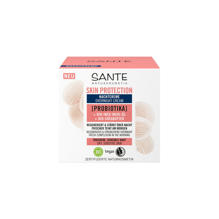 Krem do Twarzy na Noc Ochronny z Probiotykami, Olejem Inchi i Masłem S | SANTE - Ekochatka