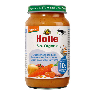 Warzywa z Cielęciną bez Dodatku Cukrów od 10 Miesiąca DEMETER BIO 220g | HOLLE - Ekochatka