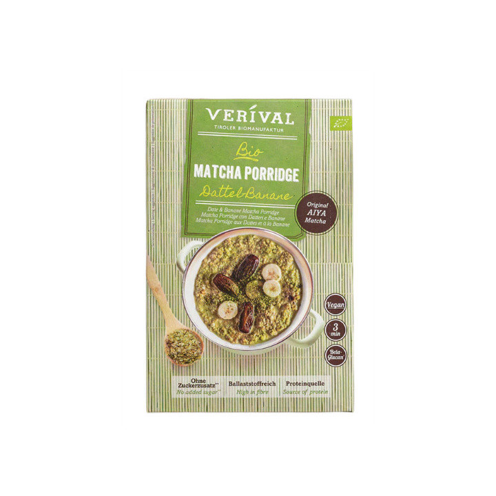 Owsianka Błonnikowa z Daktylami, Bananem i Matchą bez Dodatku Cukrów B | VERIVAL - Ekochatka