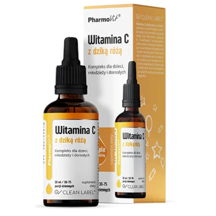 Witamina C z Dziką Różą Bezglutenowa w Kroplach 30ml | PHARMOVIT - Ekochatka